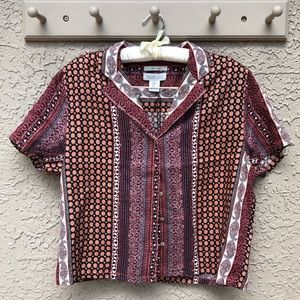 NWT Rachel Zoe Linen Button Down Aztec Top